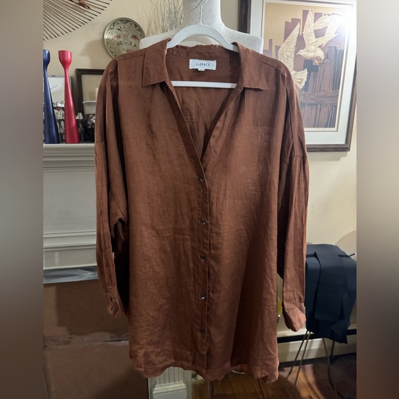 L*SPACE Rio Linen Tunic - Coffee size M / L - Picture 8 of 16